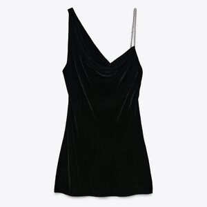NEW Blogger's Favorite Zara Black Velvet Chain Dress Small